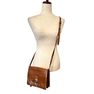 PATRICIA NASH Brown Leather Messenger Crossbody Shoulder Bag Organizer Purse EUC